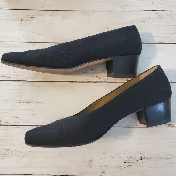 Vintage yves saint laurent black linen block heels with box size 10 - Picture 8 of 11